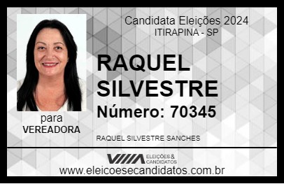 Candidato RAQUEL SILVESTRE 2024 - ITIRAPINA - Eleições