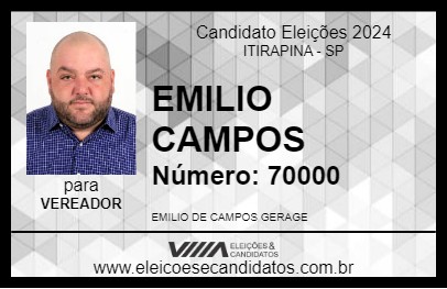 Candidato EMILIO CAMPOS 2024 - ITIRAPINA - Eleições