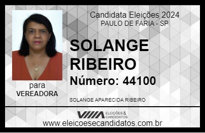 Candidato SOLANGE RIBEIRO 2024 - PAULO DE FARIA - Eleições