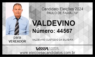 Candidato VALDEVINO 2024 - PAULO DE FARIA - Eleições