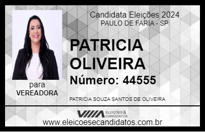 Candidato PATRICIA OLIVEIRA 2024 - PAULO DE FARIA - Eleições