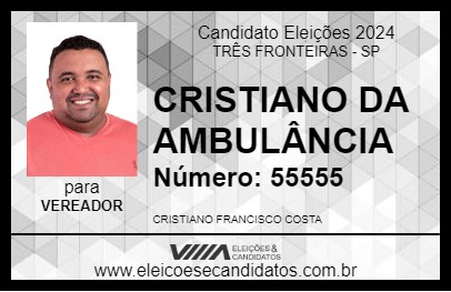 Candidato CRISTIANO DA AMBULÂNCIA 2024 - TRÊS FRONTEIRAS - Eleições