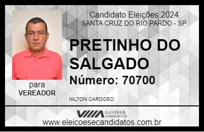 Candidato PRETINHO DO SALGADO 2024 - SANTA CRUZ DO RIO PARDO - Eleições