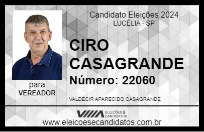 Candidato CIRO CASAGRANDE 2024 - LUCÉLIA - Eleições