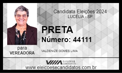 Candidato PRETA 2024 - LUCÉLIA - Eleições