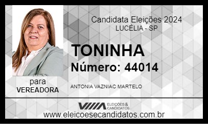 Candidato TONINHA 2024 - LUCÉLIA - Eleições