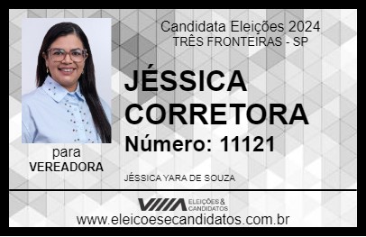 Candidato JÉSSICA CORRETORA 2024 - TRÊS FRONTEIRAS - Eleições