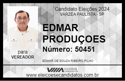 Candidato EDMAR PRODUÇOES 2024 - VÁRZEA PAULISTA - Eleições