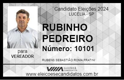 Candidato RUBINHO PEDREIRO 2024 - LUCÉLIA - Eleições