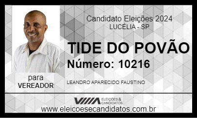 Candidato TIDE DO POVÃO 2024 - LUCÉLIA - Eleições