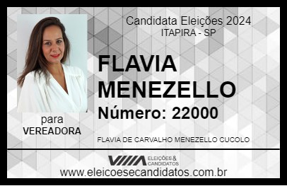 Candidato FLAVIA MENEZELLO 2024 - ITAPIRA - Eleições