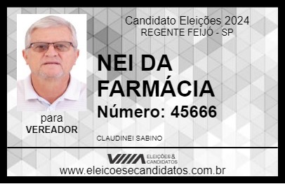 Candidato NEI DA FARMÁCIA 2024 - REGENTE FEIJÓ - Eleições