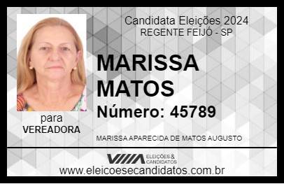 Candidato MARISSA MATOS 2024 - REGENTE FEIJÓ - Eleições