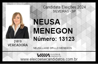 Candidato NEUSA MENEGON 2024 - SILVEIRAS - Eleições