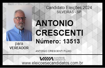 Candidato ANTONIO CRESCENTI 2024 - SILVEIRAS - Eleições