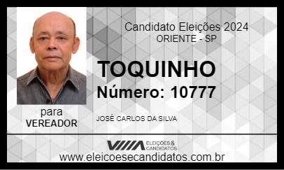 Candidato TOQUINHO 2024 - ORIENTE - Eleições