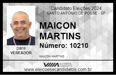 Candidato MAICON MARTINS 2024 - SANTO ANTÔNIO DE POSSE - Eleições