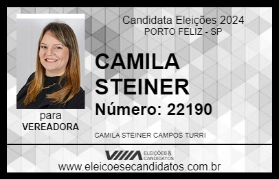 Candidato CAMILA STEINER 2024 - PORTO FELIZ - Eleições