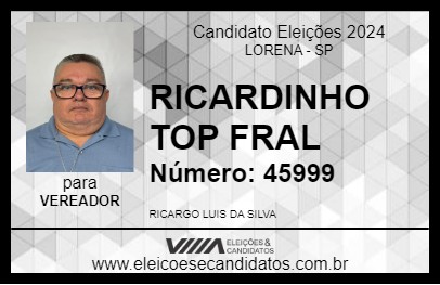 Candidato RICARDINHO TOP FRAL 2024 - LORENA - Eleições