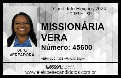 Candidato MISSIONÁRIA VERA 2024 - LORENA - Eleições