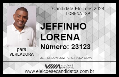 Candidato JEFFINHO LORENA 2024 - LORENA - Eleições