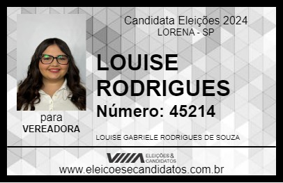 Candidato LOUISE RODRIGUES 2024 - LORENA - Eleições