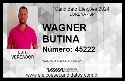 Candidato WAGNER BUTINA 2024 - LORENA - Eleições