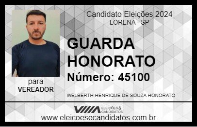 Candidato GUARDA HONORATO 2024 - LORENA - Eleições