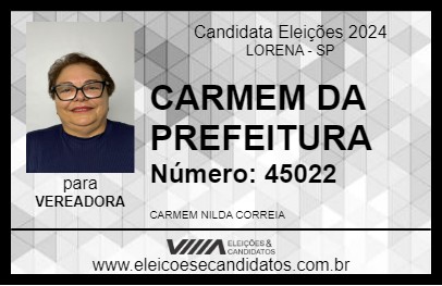 Candidato CARMEM CORREIA 2024 - LORENA - Eleições