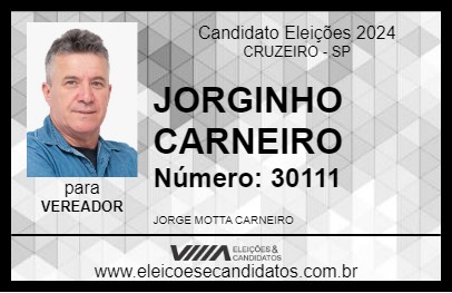 Candidato JORGINHO CARNEIRO 2024 - CRUZEIRO - Eleições