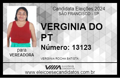 Candidato VERGINIA DO PT 2024 - SÃO FRANCISCO - Eleições