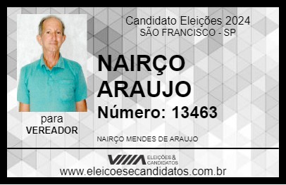 Candidato NAIRÇO ARAUJO 2024 - SÃO FRANCISCO - Eleições