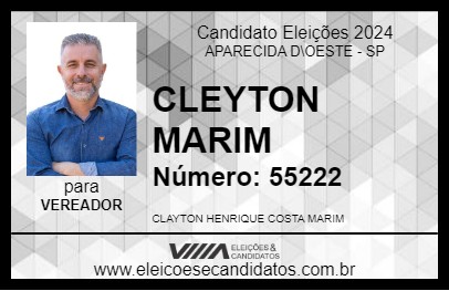 Candidato CLEYTON MARIM 2024 - APARECIDA D\OESTE - Eleições