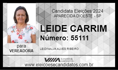 Candidato LEIDE CARRIM 2024 - APARECIDA D\OESTE - Eleições