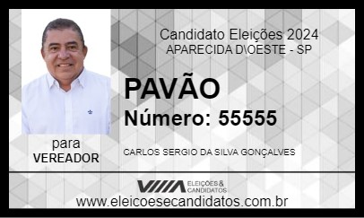 Candidato PAVÃO 2024 - APARECIDA D\OESTE - Eleições