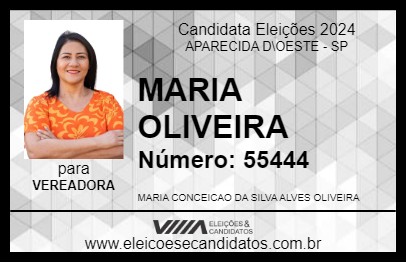 Candidato MARIA OLIVEIRA 2024 - APARECIDA D\OESTE - Eleições