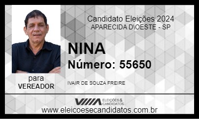 Candidato NINA 2024 - APARECIDA D\OESTE - Eleições