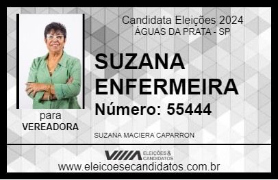 Candidato SUZANA ENFERMEIRA 2024 - ÁGUAS DA PRATA - Eleições