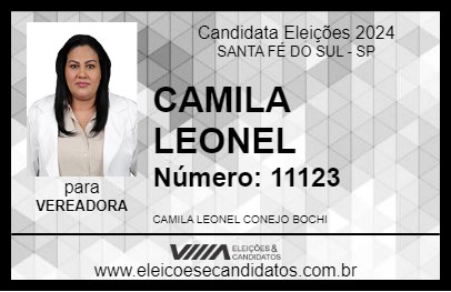 Candidato CAMILA LEONEL 2024 - SANTA FÉ DO SUL - Eleições