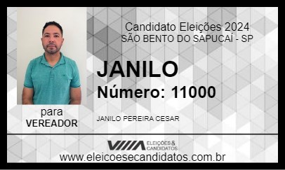 Candidato JANILO 2024 - SÃO BENTO DO SAPUCAÍ - Eleições