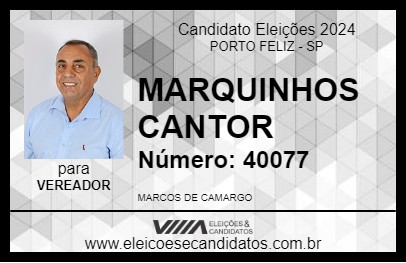 Candidato MARQUINHOS CANTOR 2024 - PORTO FELIZ - Eleições