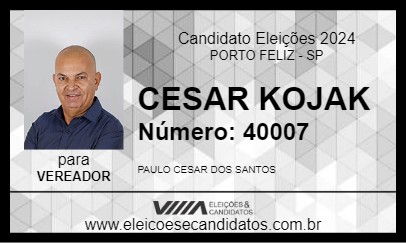 Candidato CESAR KOJAK 2024 - PORTO FELIZ - Eleições