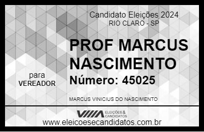 Candidato PROF MARCUS NASCIMENTO 2024 - RIO CLARO - Eleições