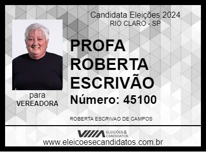 Candidato PROFA ROBERTA ESCRIVÃO 2024 - RIO CLARO - Eleições