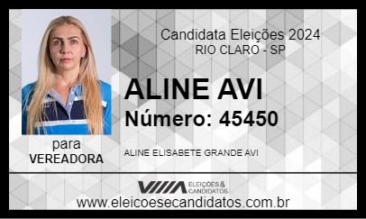 Candidato ALINE AVI 2024 - RIO CLARO - Eleições