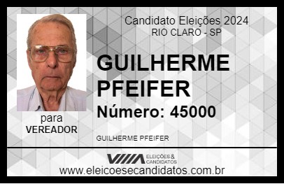 Candidato GUILHERME PFEIFER 2024 - RIO CLARO - Eleições