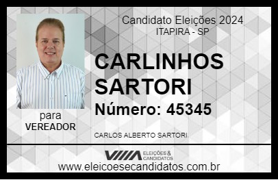 Candidato CARLINHOS SARTORI 2024 - ITAPIRA - Eleições