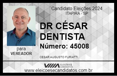 Candidato DR CÉSAR DENTISTA 2024 - ITAPIRA - Eleições