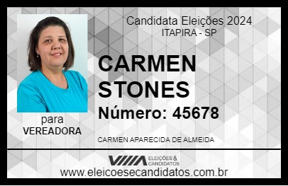 Candidato CARMEN STONES 2024 - ITAPIRA - Eleições