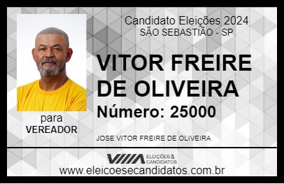 Candidato VITOR FREIRE DE OLIVEIRA 2024 - SÃO SEBASTIÃO - Eleições